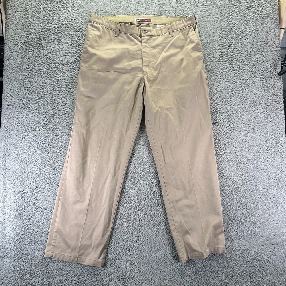 Lee Pant Mens 38x30 Beige Cotton Chino Straight Preppy Business Office Stretch